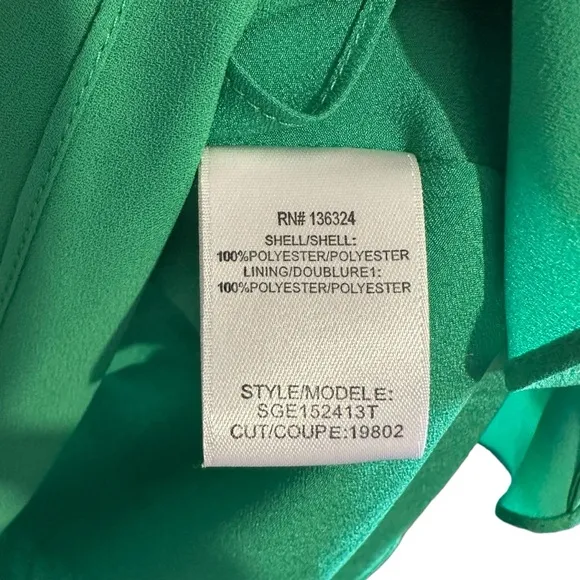 $185 Halston Heritage Women's Green Ruffle Cold-Shoulder High-Low Dress Size M