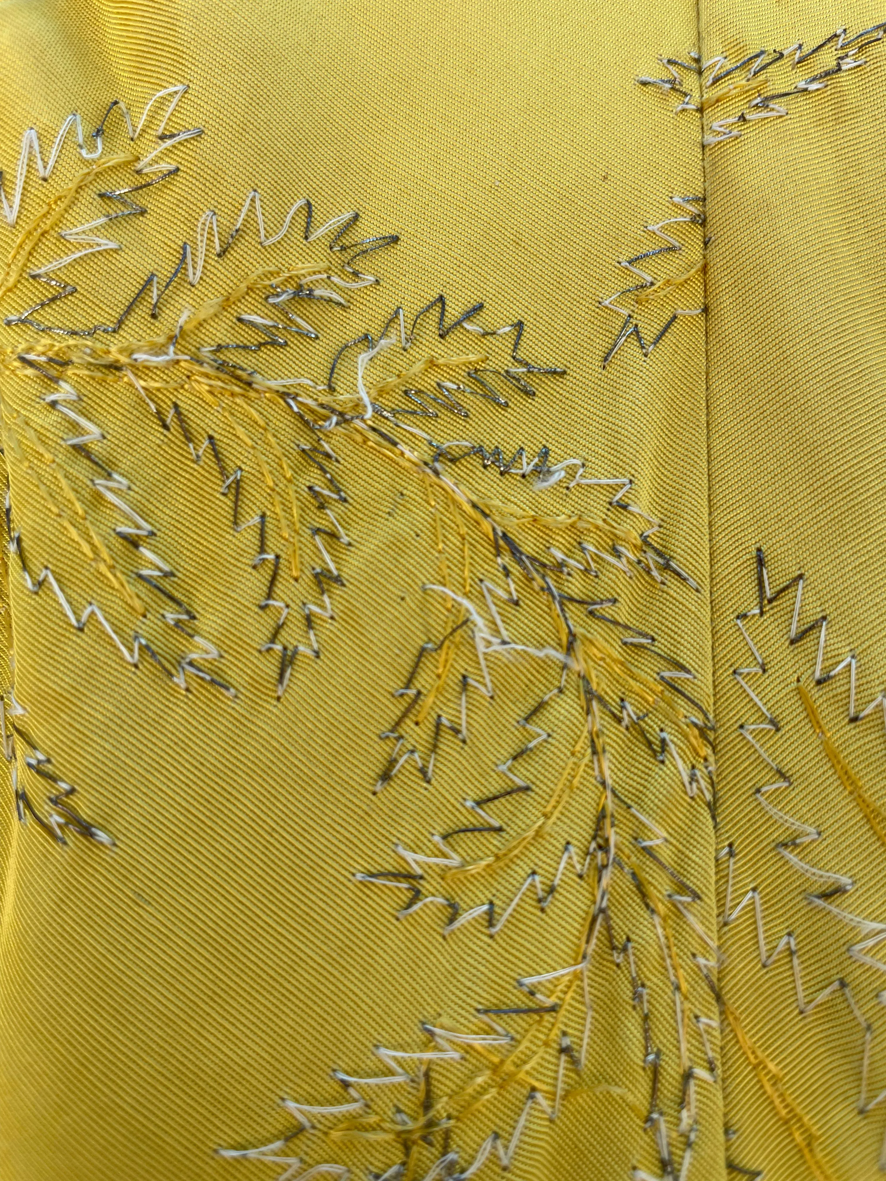 1940s Marigold Lamé Embroidered Leaf Gown