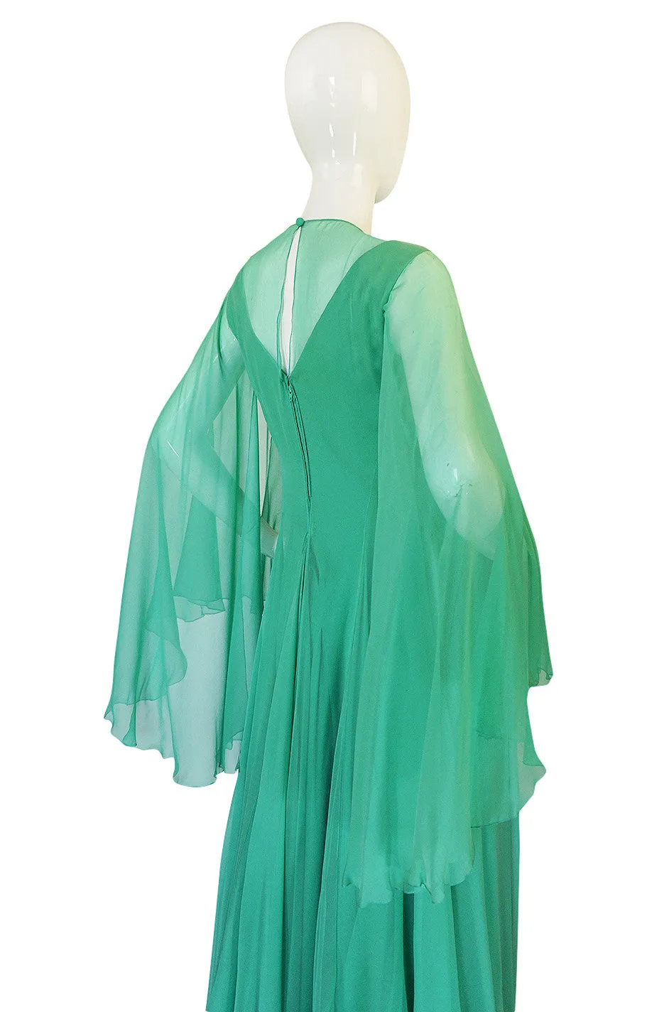 1970s Stavropoulos Couture Romantic Layered Silk Chiffon Dress