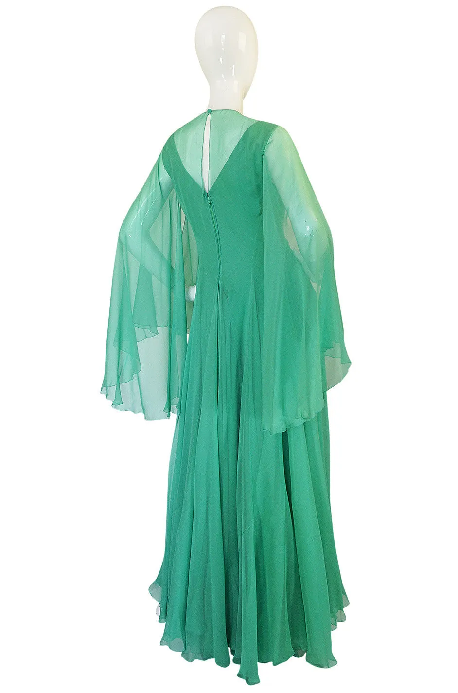 1970s Stavropoulos Couture Romantic Layered Silk Chiffon Dress