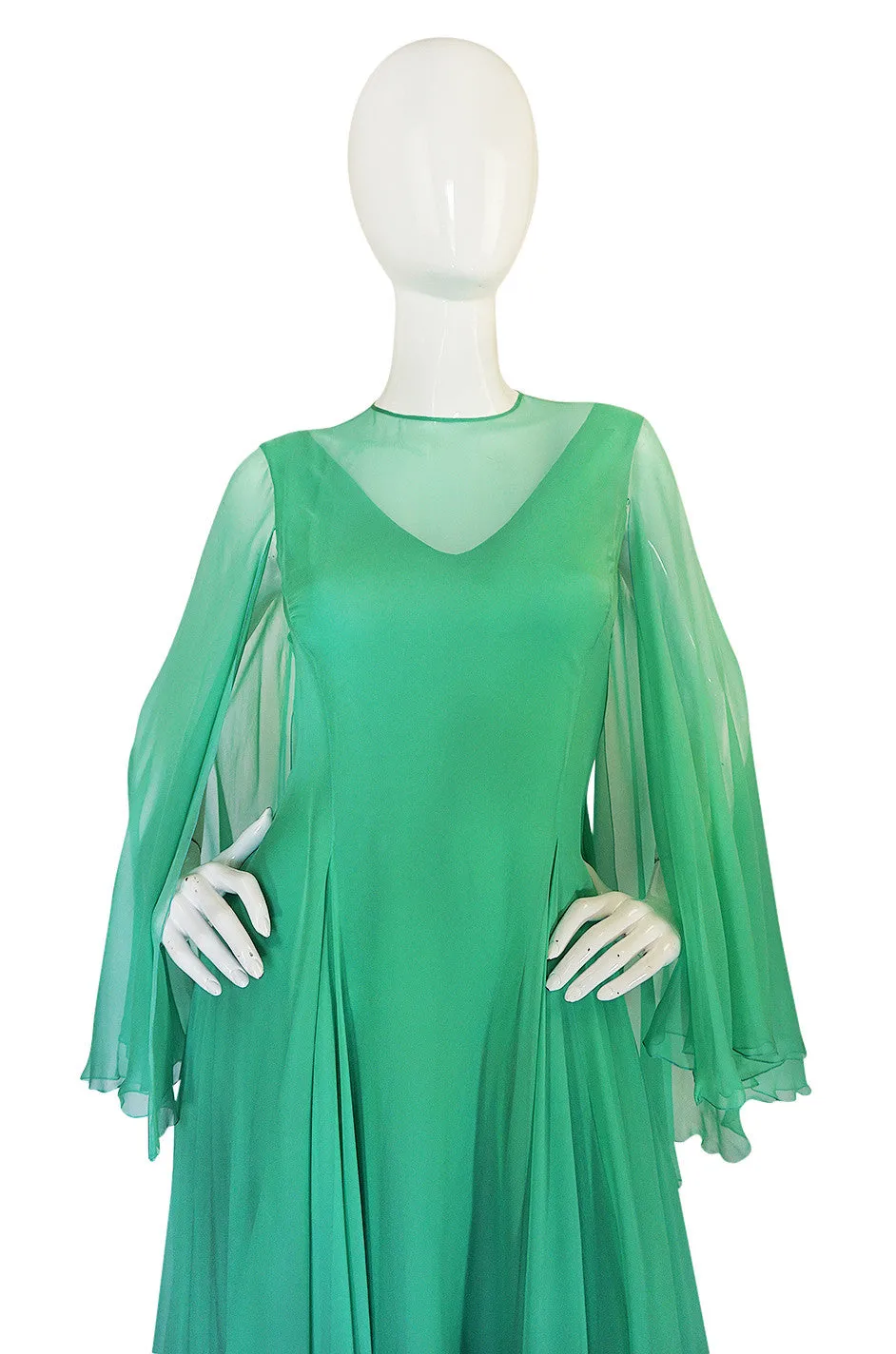 1970s Stavropoulos Couture Romantic Layered Silk Chiffon Dress