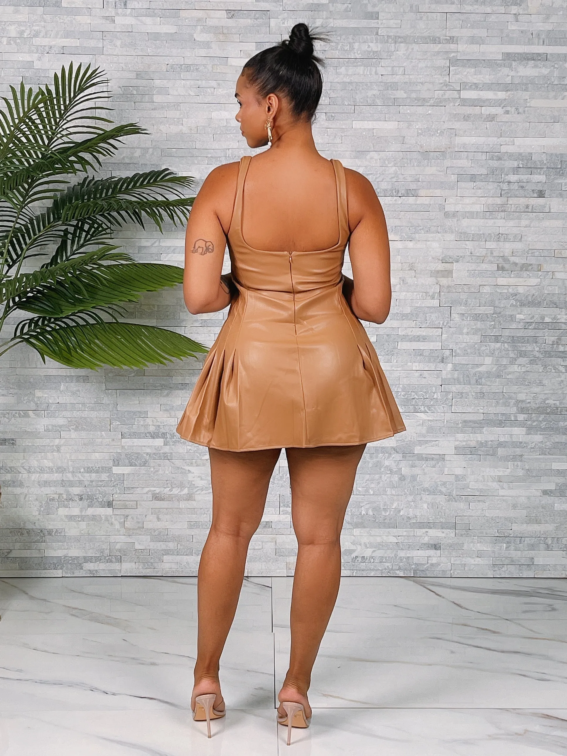 4896DHP-PU Pleated Dress