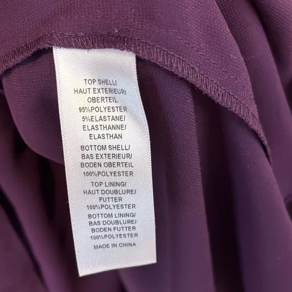 Adrianna Papell Midi long Sleeve Formal Dress Pleated Sheath Plum Purple Size 6