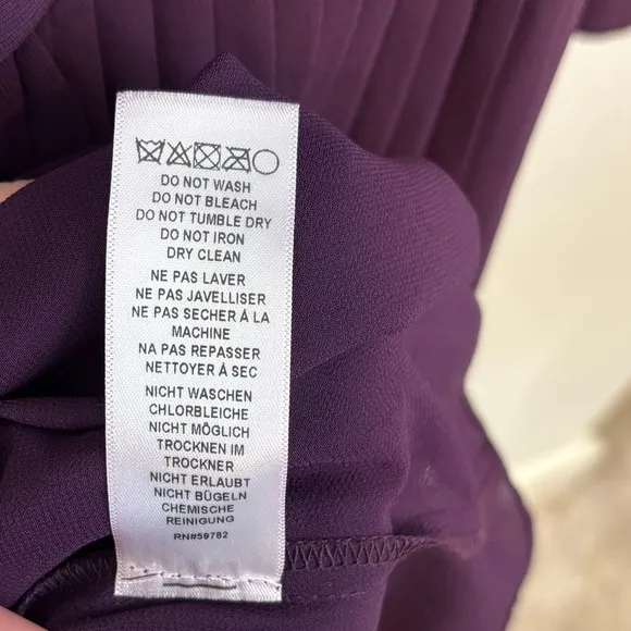 Adrianna Papell Midi long Sleeve Formal Dress Pleated Sheath Plum Purple Size 6