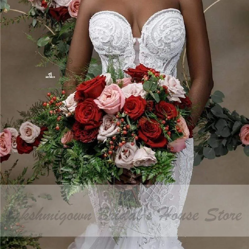 African Luxury Beaded Wedding Gowns Dresses