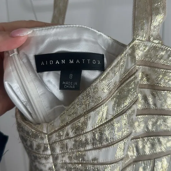 Aidan Maddox Shimmer Gold Halter Dress size 8