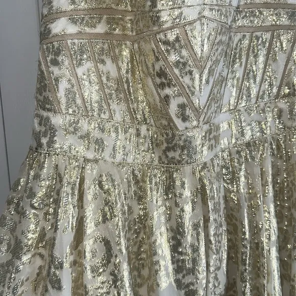 Aidan Maddox Shimmer Gold Halter Dress size 8