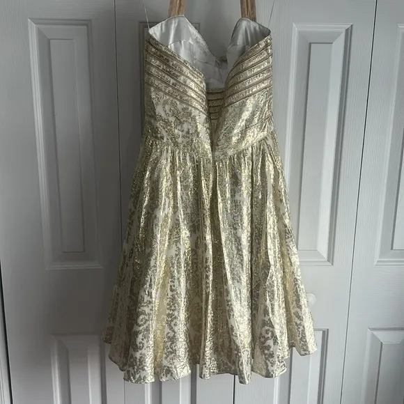 Aidan Maddox Shimmer Gold Halter Dress size 8