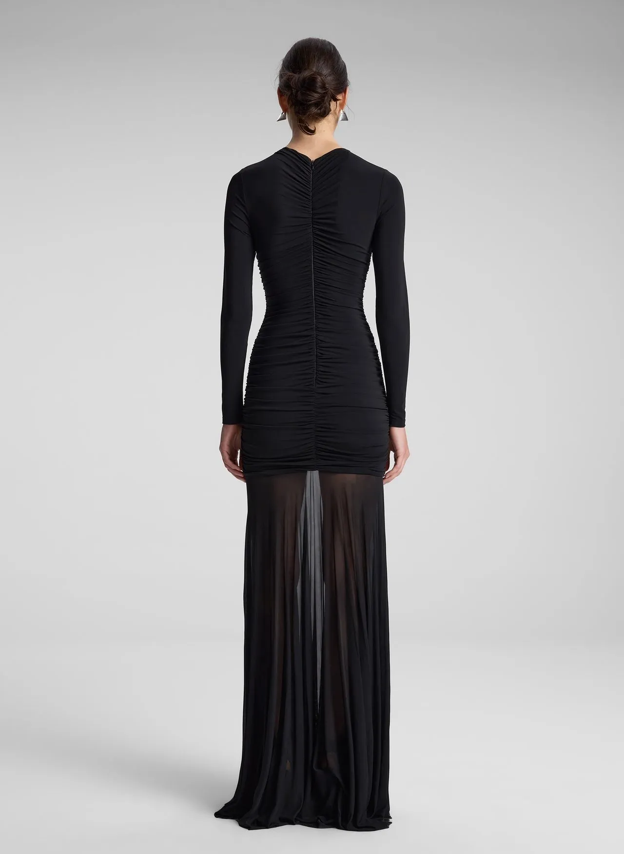 A.L.C. Fawn Ruched Mesh Maxi Dress in Black