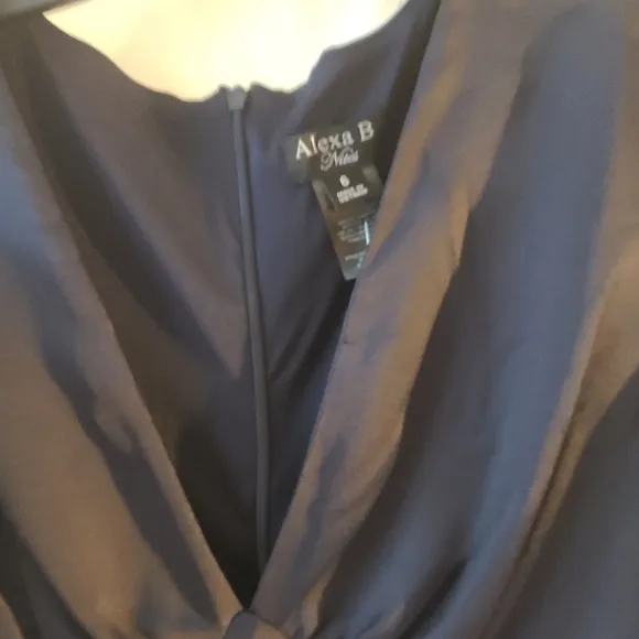 Alexa B Nites Rouch Sleeve Navy Dress