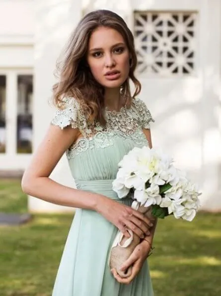 Allanah cap sleeve bridesmaid dress light sage Express NZ wide