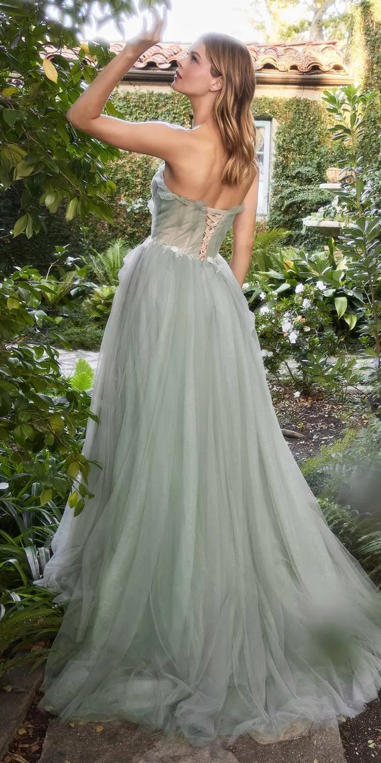 Andrea & Leo A1015 Sage Pleated Drape A-Line Ball Gown
