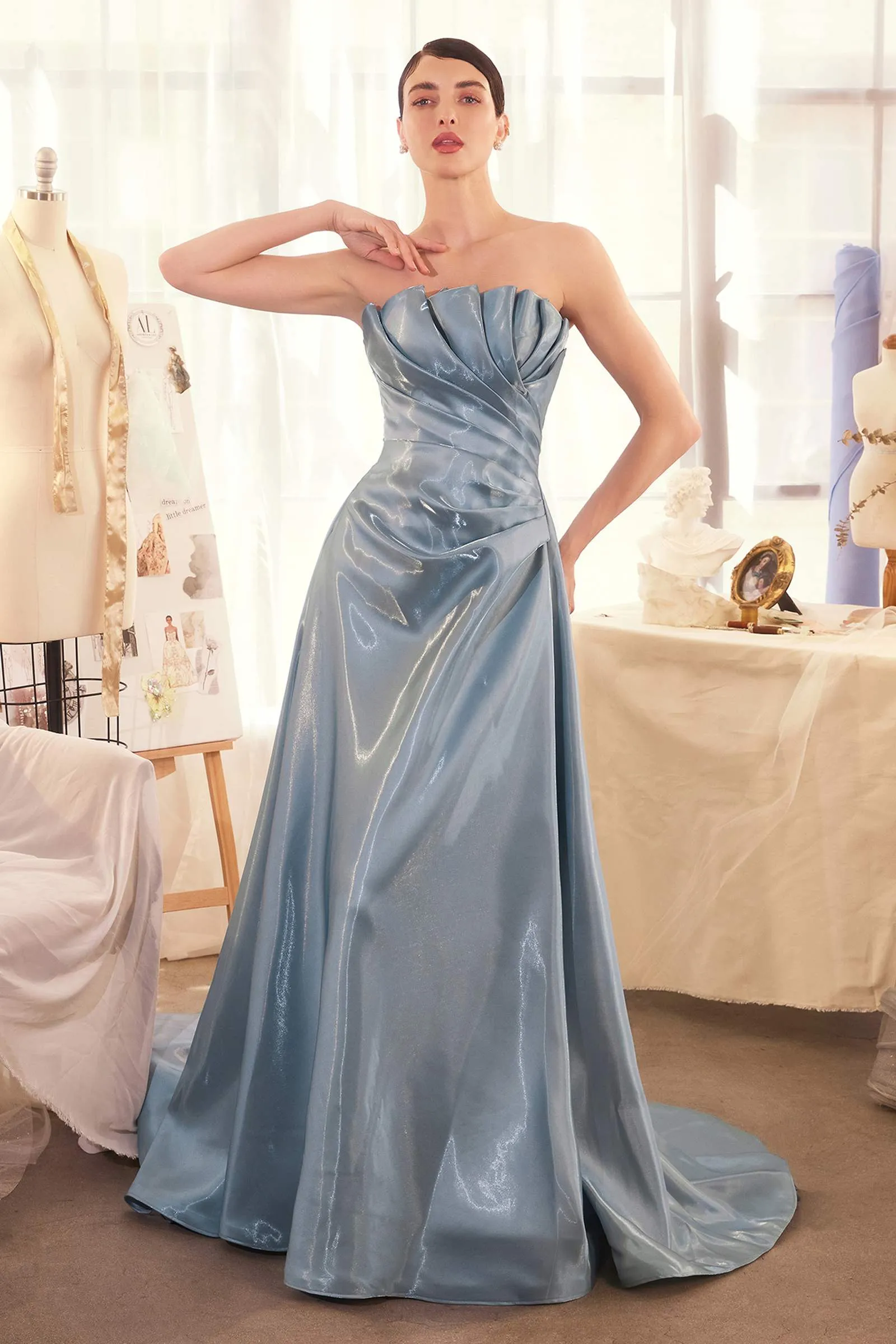Andrea & Leo A1439 Dress Pleated Origami Liquid Taffeta Gown
