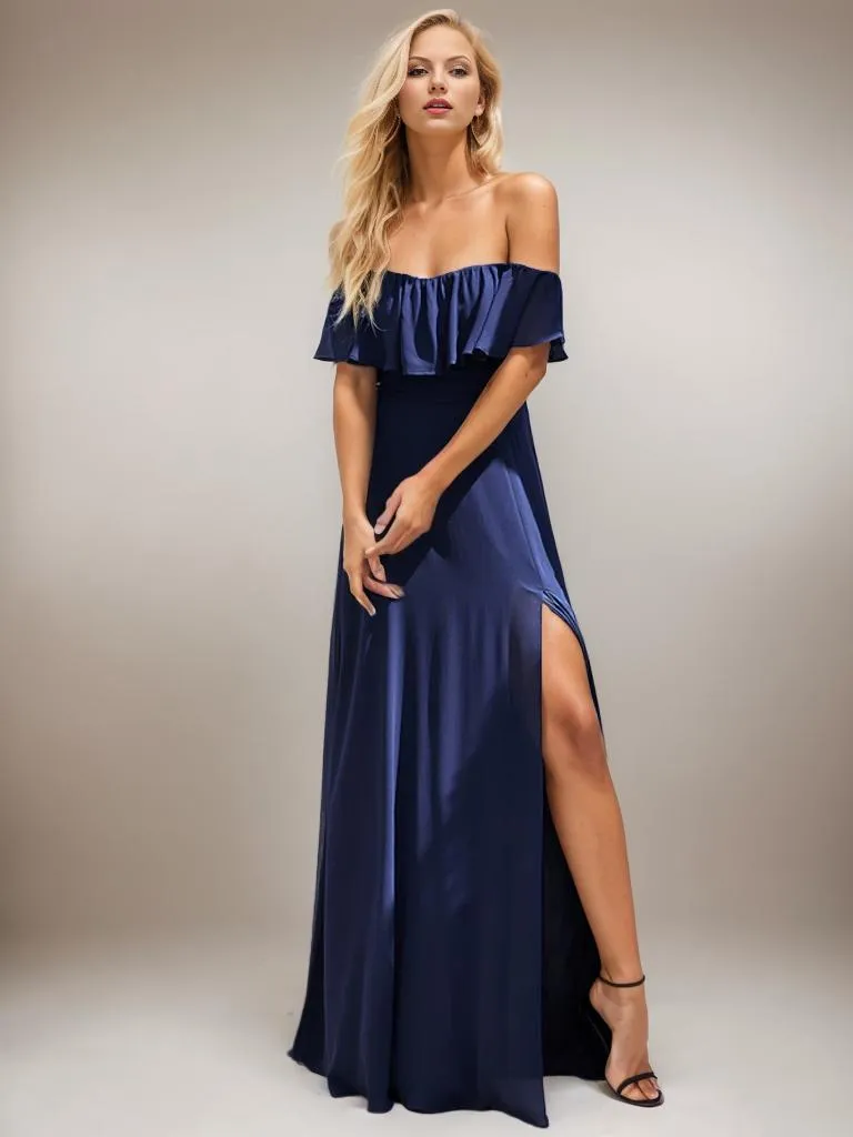 Angelina ball dress with split in navy Express NZ wide
