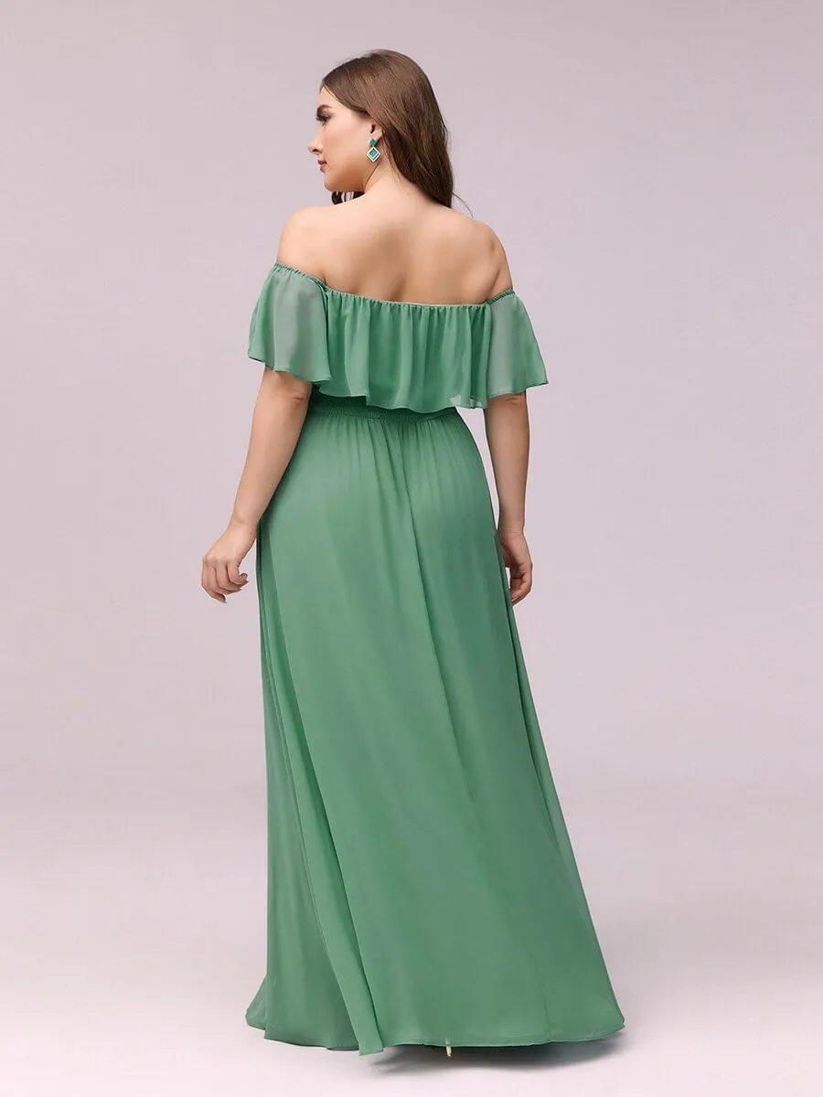 Angelina off shoulder dress with split in dusky green s26 Express NZ wide