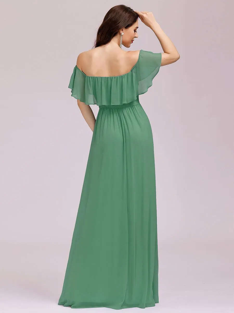 Angelina off shoulder dress with split in dusky green s26 Express NZ wide