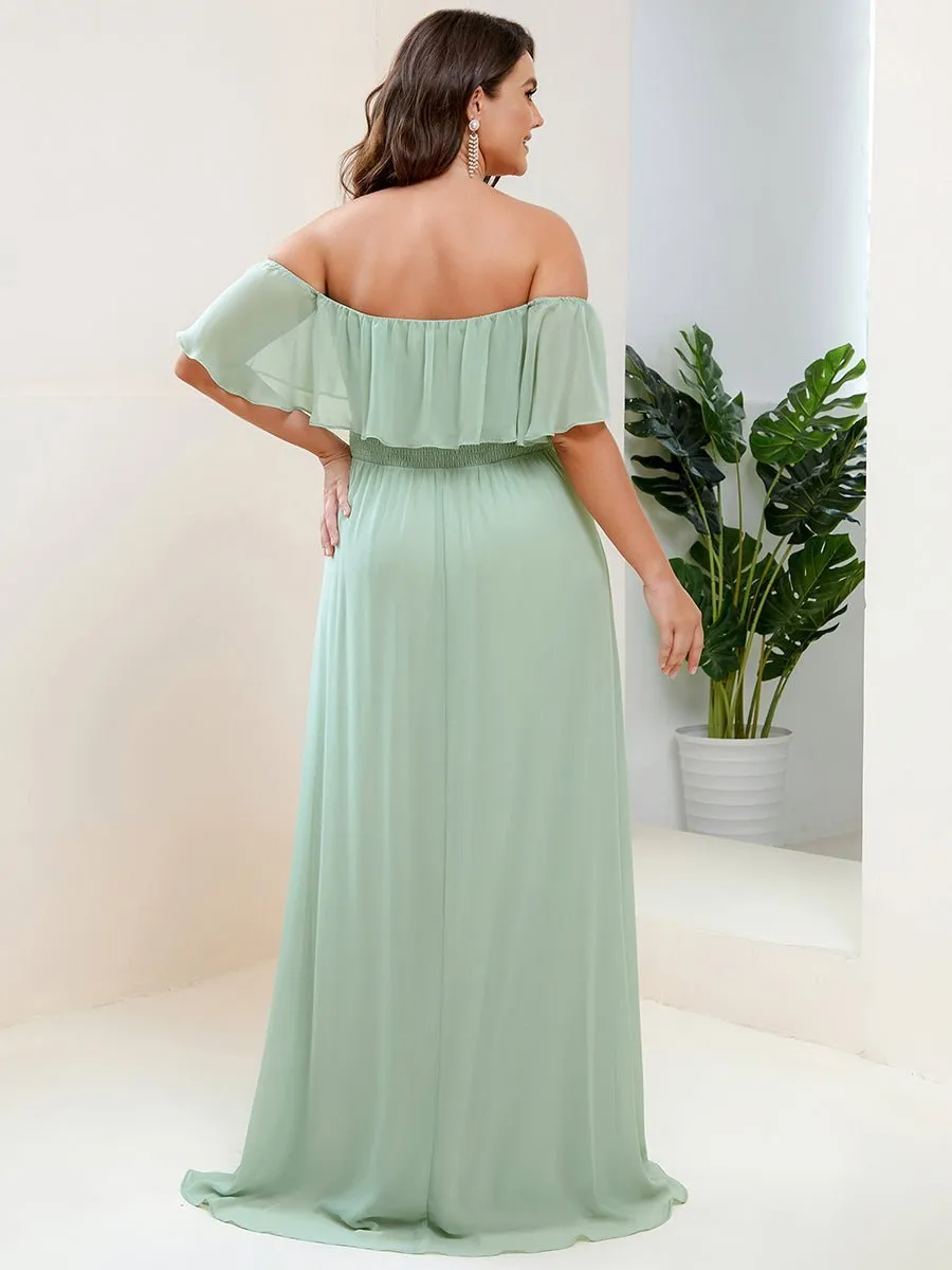 Angelina off shoulder dress with split light sage s18 Express NZ wide