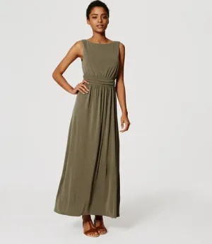 Ann Taylor LOFT Green Ruched Maxi Dress