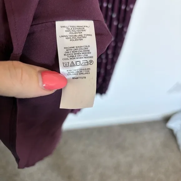 Ann Taylor Pleated Geo Midi Dress Long Sleeve Career Party Plum Floral 8T