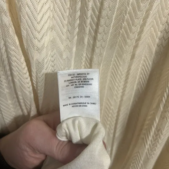 Anthropologie Meadow Rue Ivory Prespa Pleated Midi Length Dress Size 10