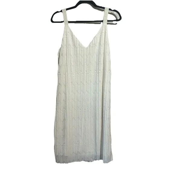 Anthropologie Meadow Rue Ivory Prespa Pleated Midi Length Dress Size 10