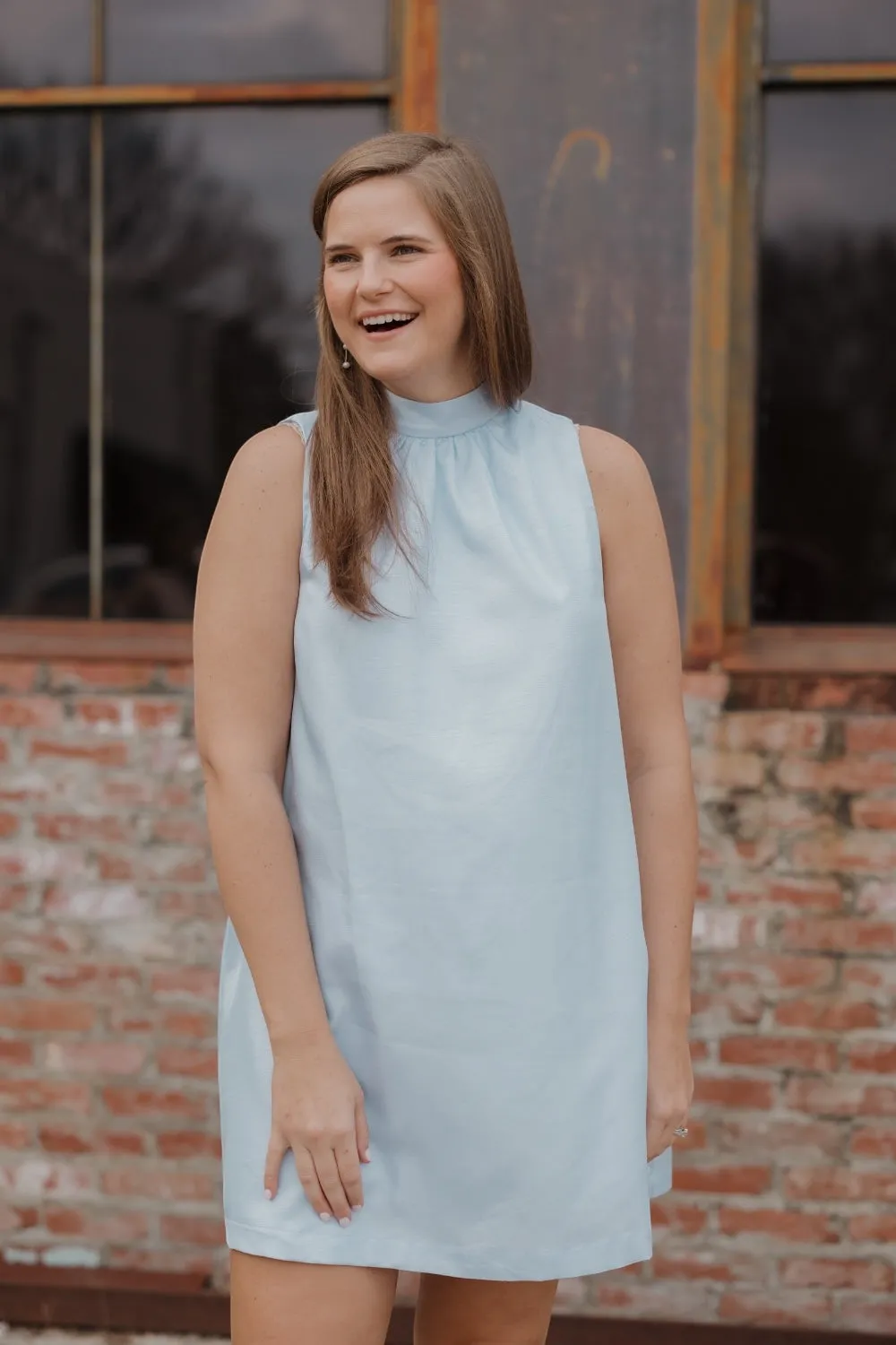 Baby Blue Tie Back Halter Dress