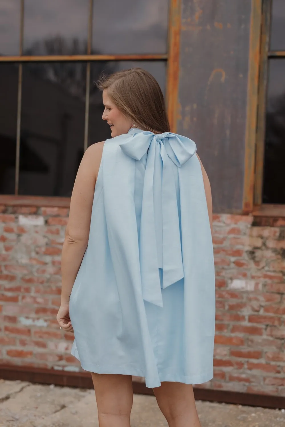 Baby Blue Tie Back Halter Dress