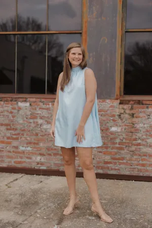 Baby Blue Tie Back Halter Dress