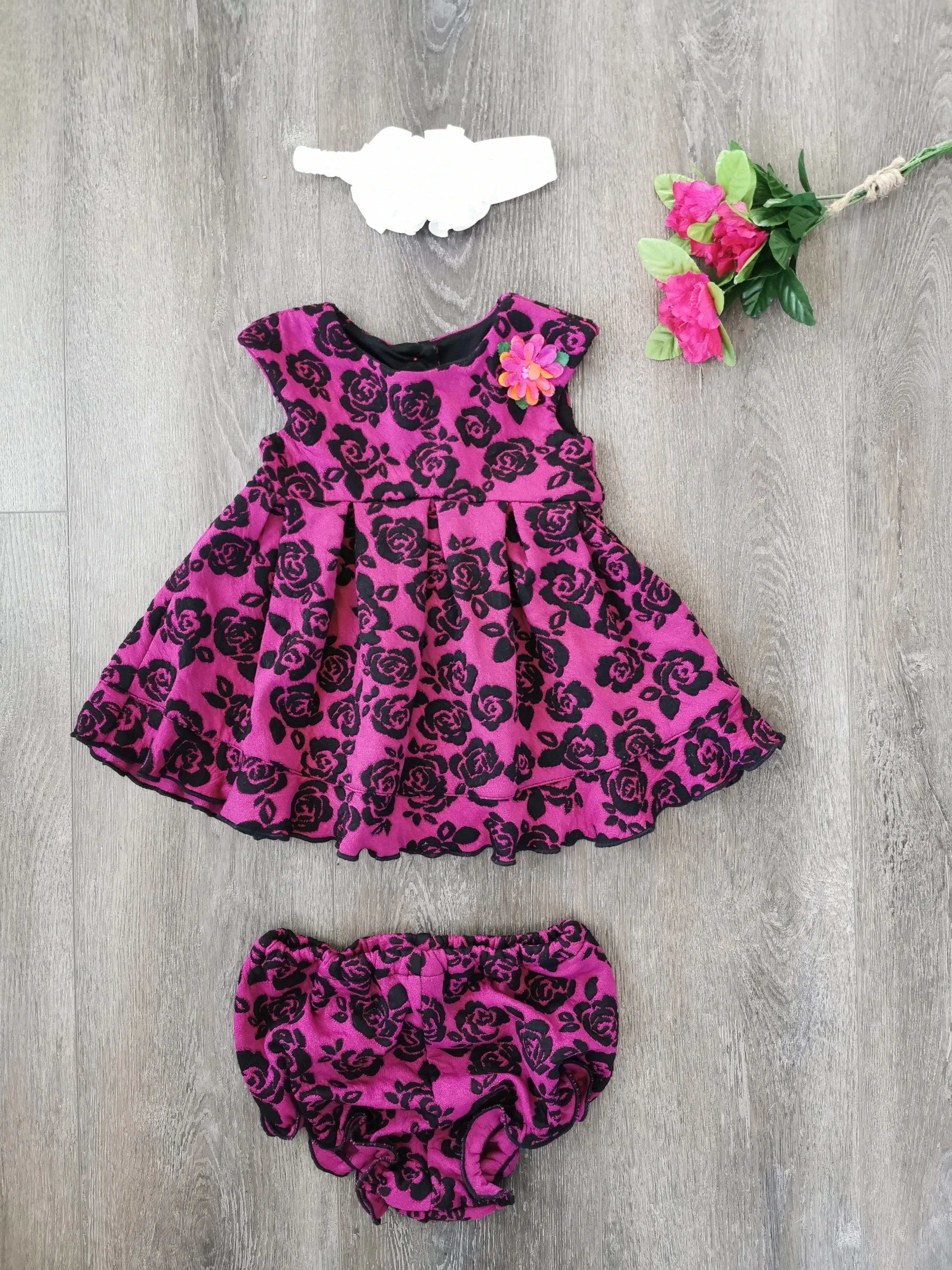 BABY GIRL SIZE 12 MONTHS - PIPPA & JULIE, Special Occasion Floral Dress EUC B38