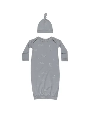 Bamboo Baby Gown   Hat Set || Clouds