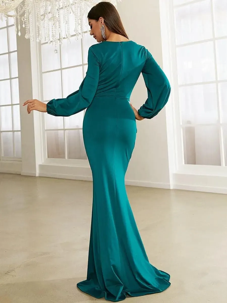 Bishop Sleeve Square Neck Mermaid Prom Dress XJ1496