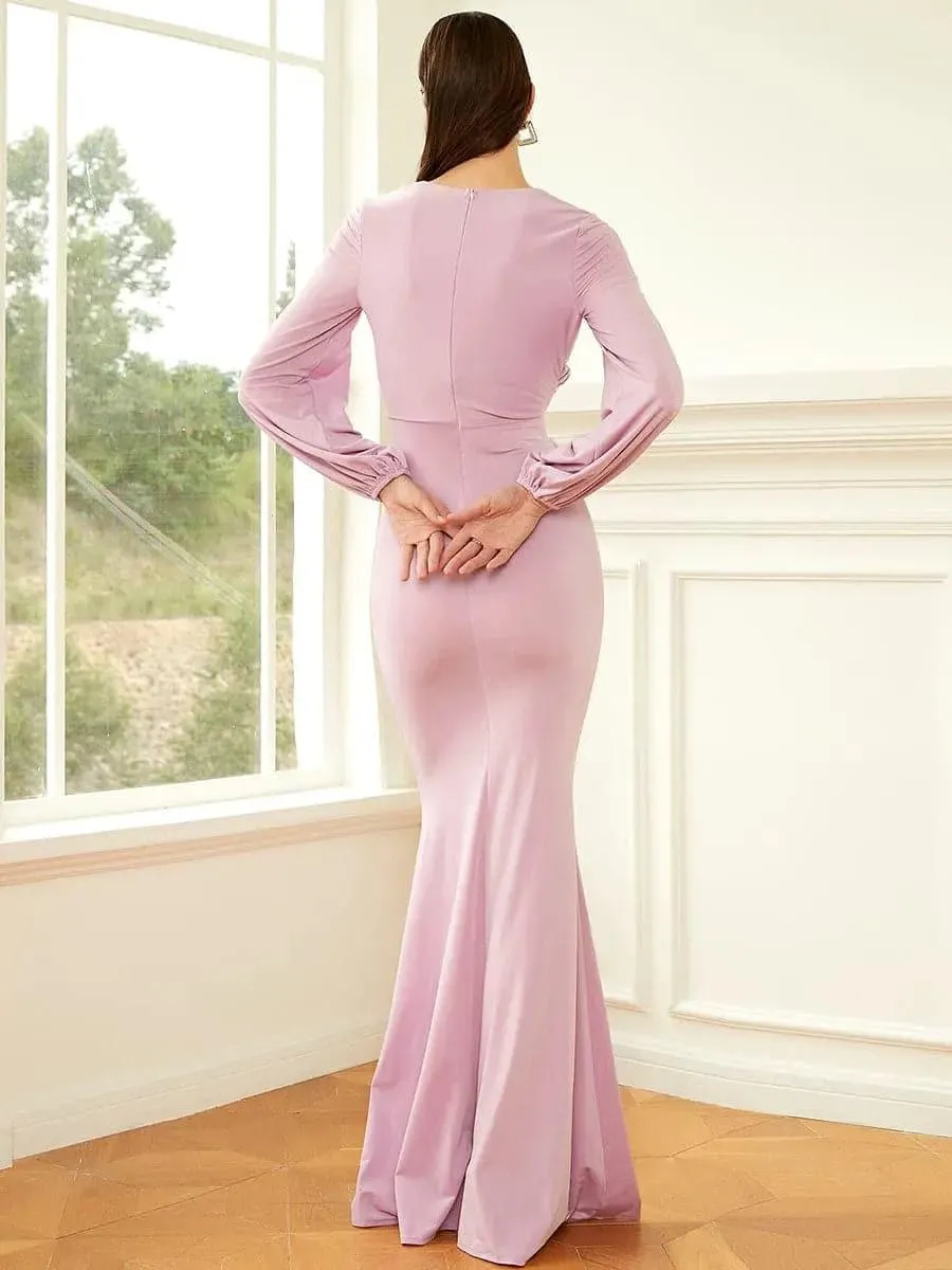 Bishop Sleeve Square Neck Mermaid Prom Dress XJ1496