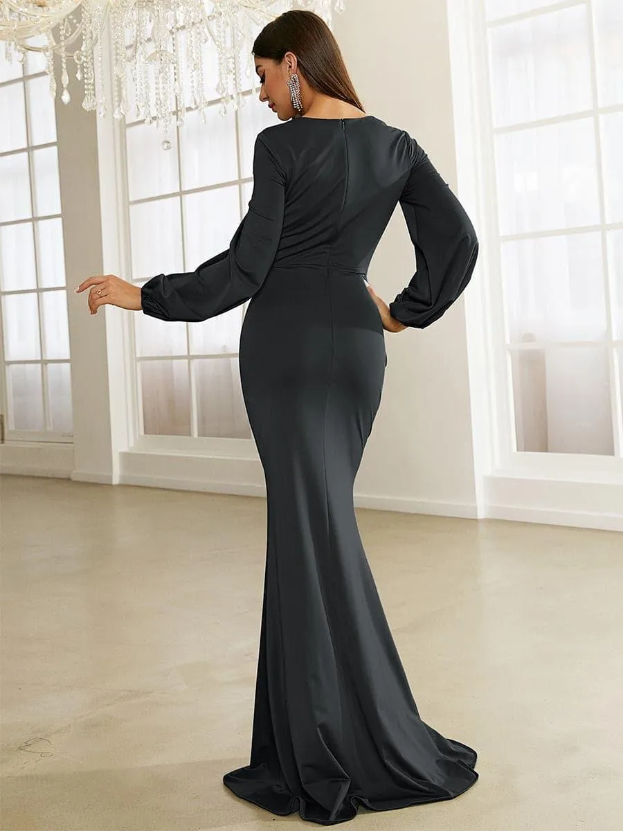 Bishop Sleeve Square Neck Mermaid Prom Dress XJ1496
