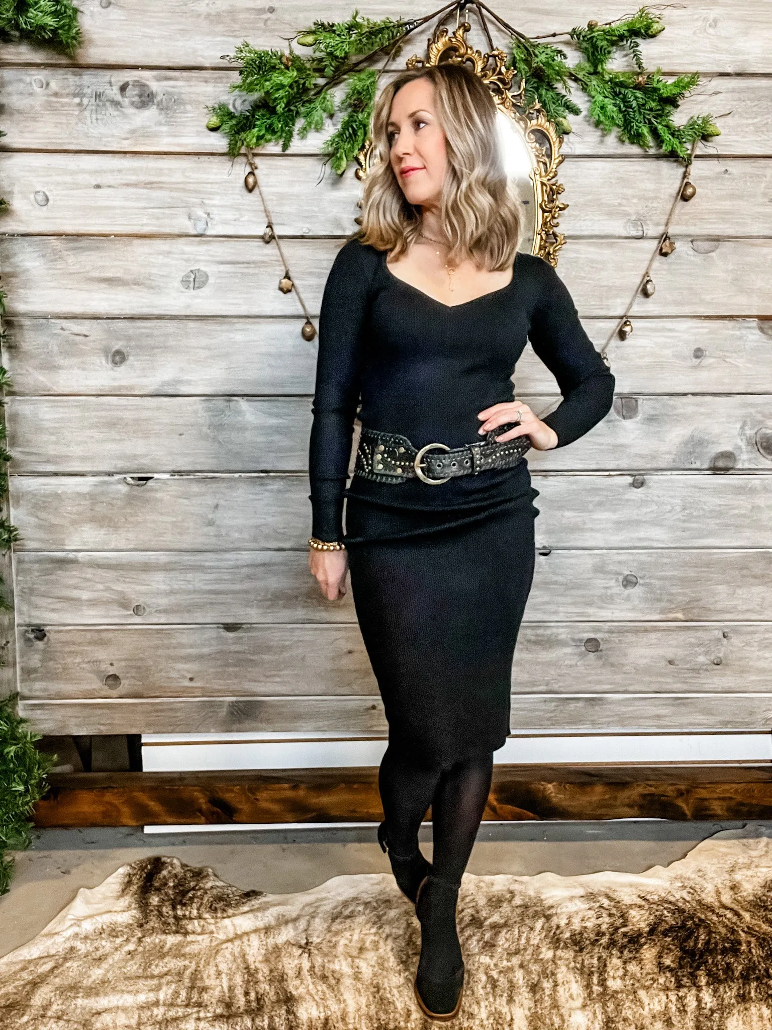 Black Bodycon Knitted Dress