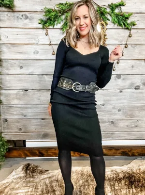 Black Bodycon Knitted Dress