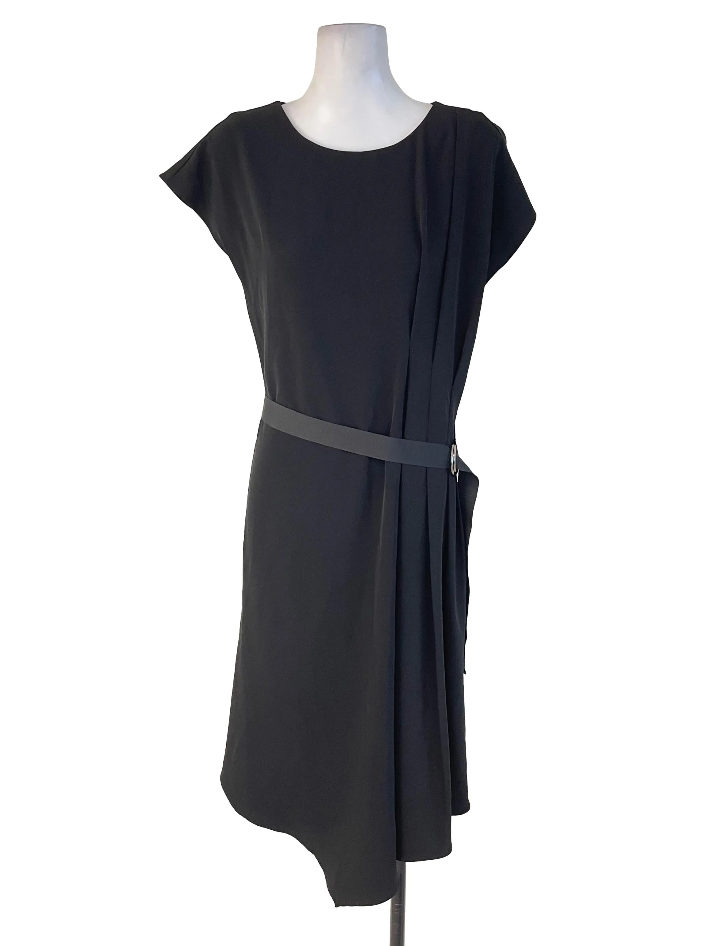 Black Buckled Pleated Dress