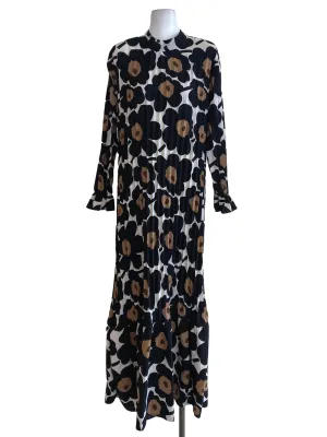Black Floral Pleated Dress