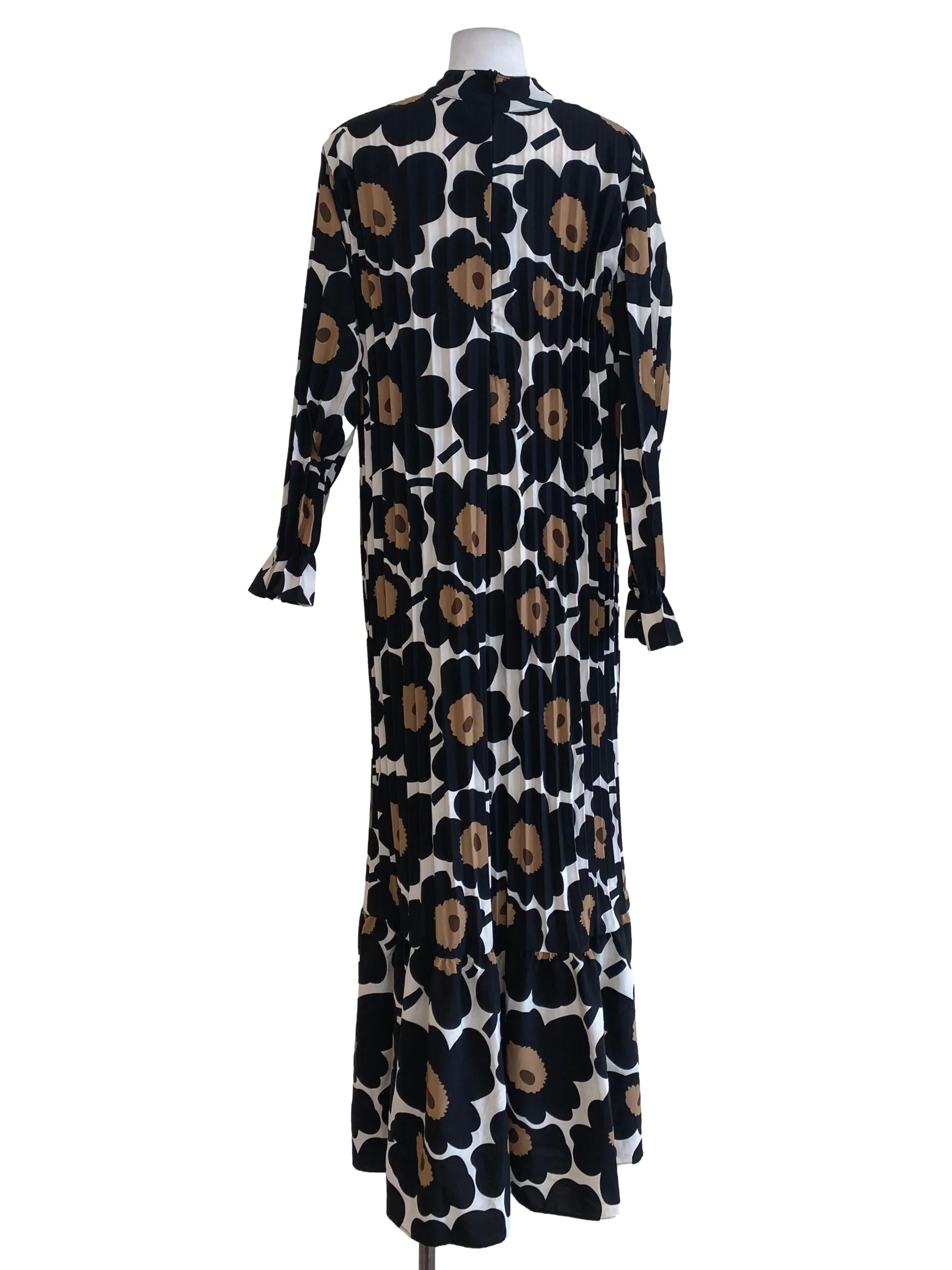 Black Floral Pleated Dress