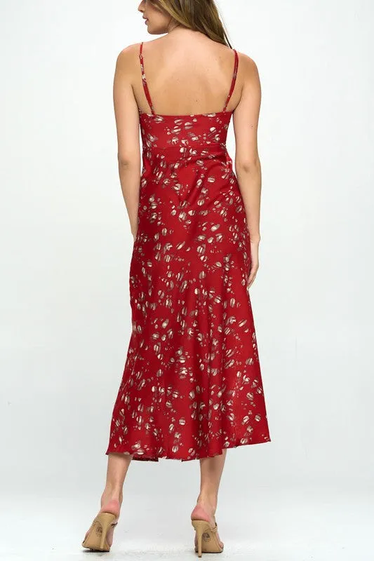 BLACK FLORAL PRINT SPAGHETTI STRAPS MAXI DRESS