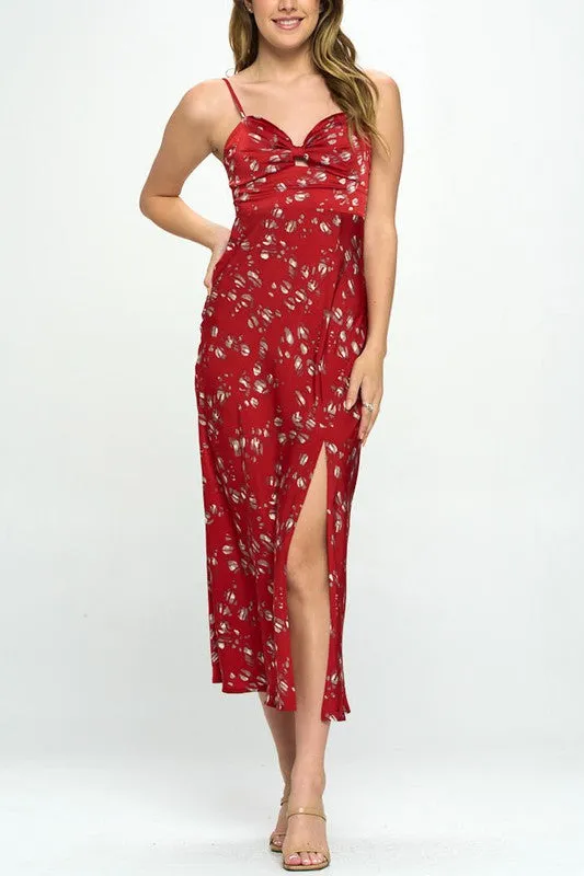 BLACK FLORAL PRINT SPAGHETTI STRAPS MAXI DRESS