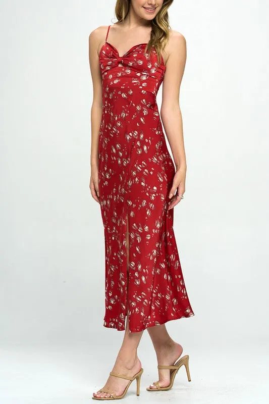 BLACK FLORAL PRINT SPAGHETTI STRAPS MAXI DRESS