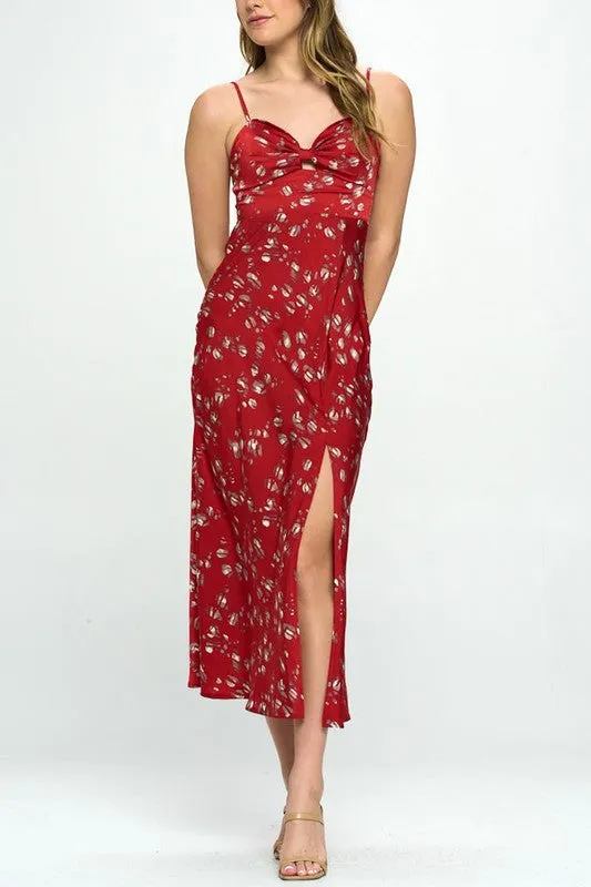 BLACK FLORAL PRINT SPAGHETTI STRAPS MAXI DRESS