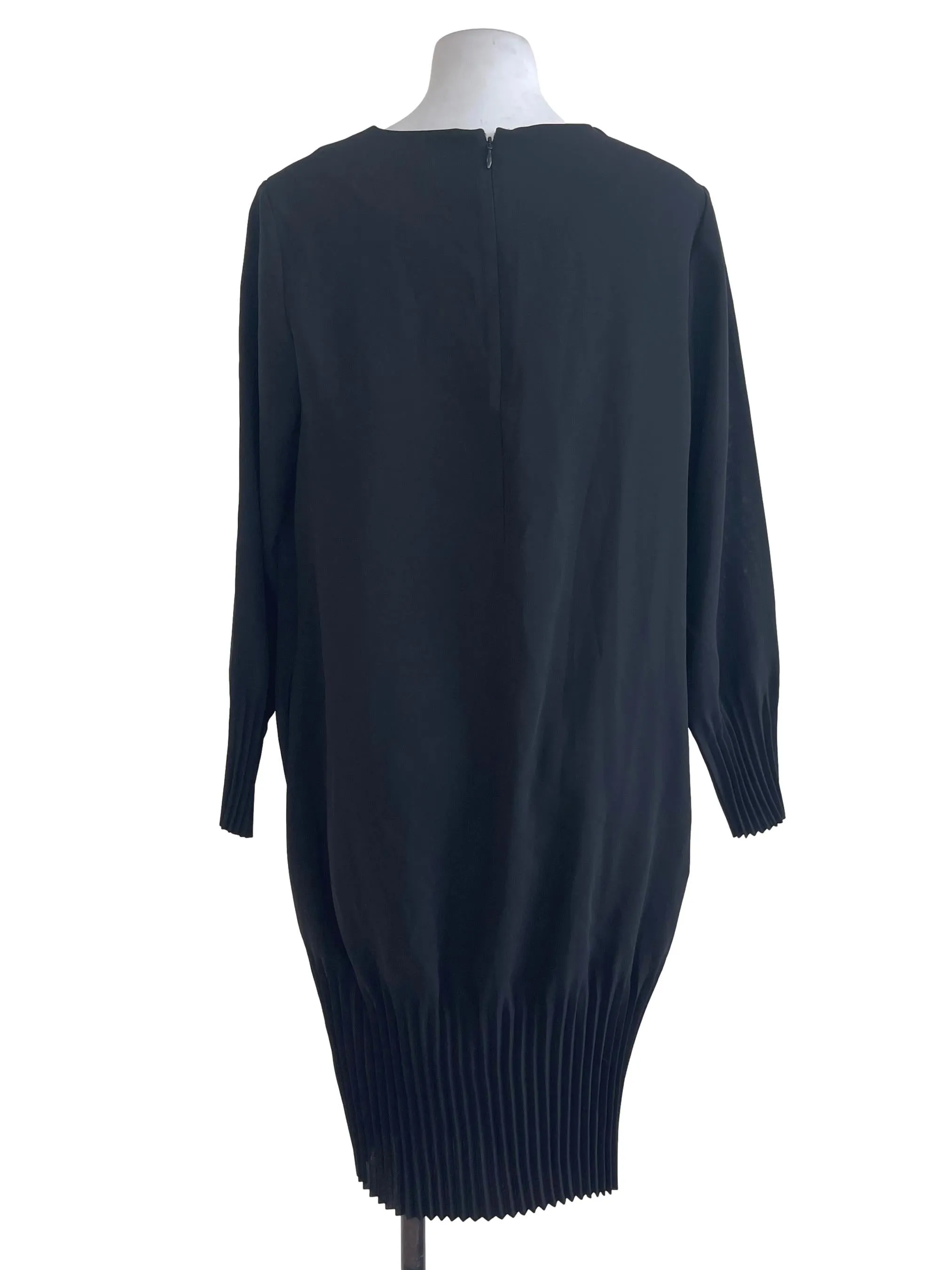 Black Pleated End Formal Dress
