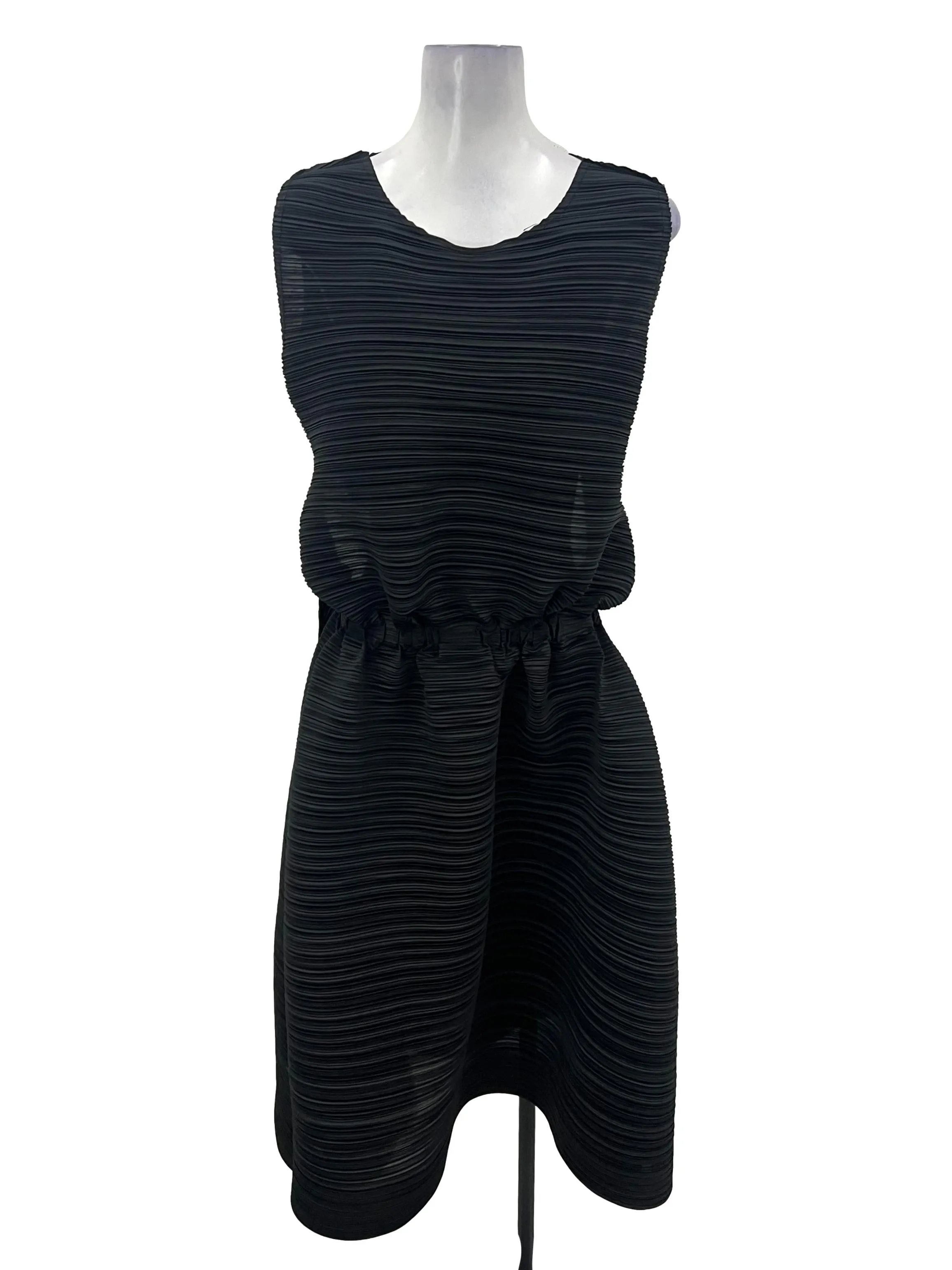 Black Pleated Open Back Dress