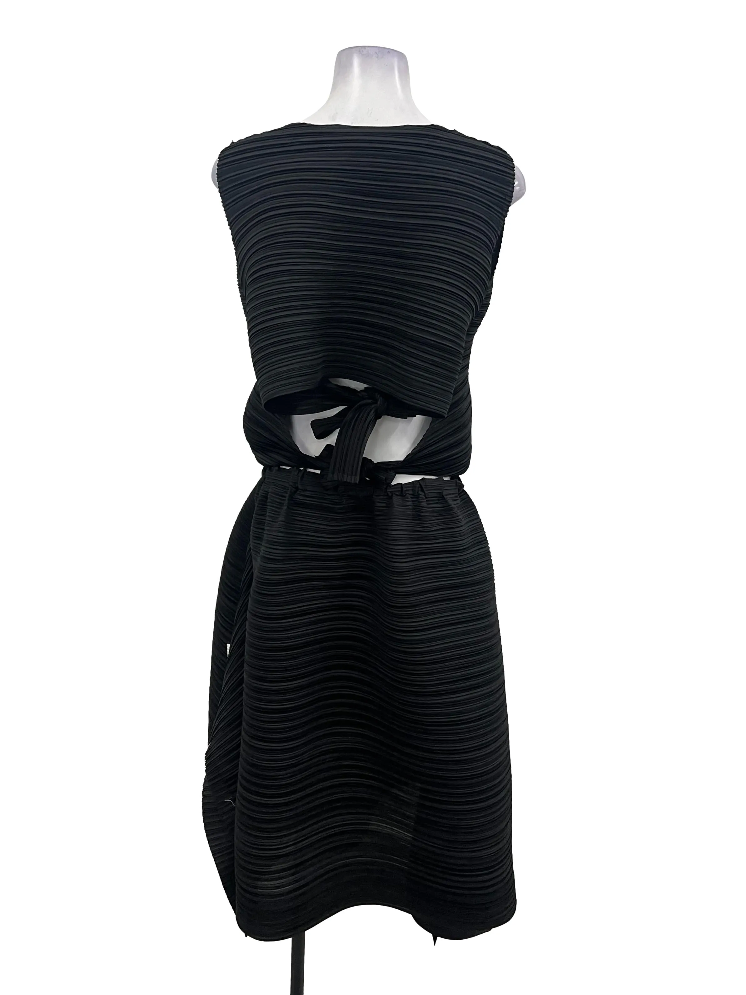 Black Pleated Open Back Dress