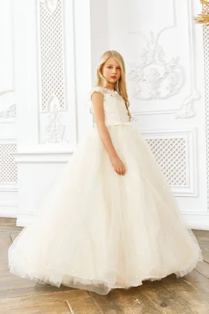 Blush Princess Dress for girls with pearls