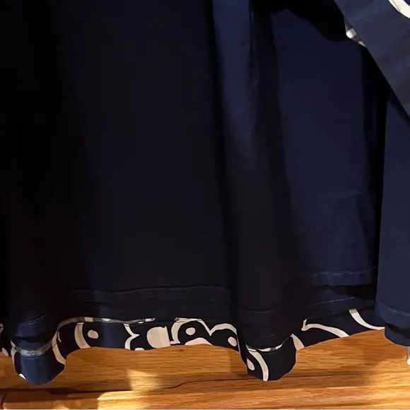 Boden Navy Blue &amp; White‎ Floral Print Fit &amp; Flare Pleated Cotton Dress Size 10