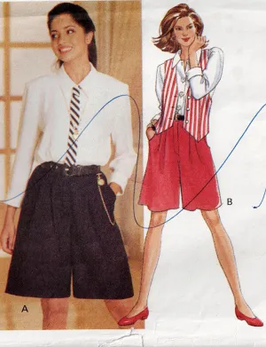 Butterick 6591 Womens Colour Block Short Jumpsuit Vest & Neck Tie 1990s Vintage Sewing Pattern Size 6 - 12 UNCUT Factory Folded