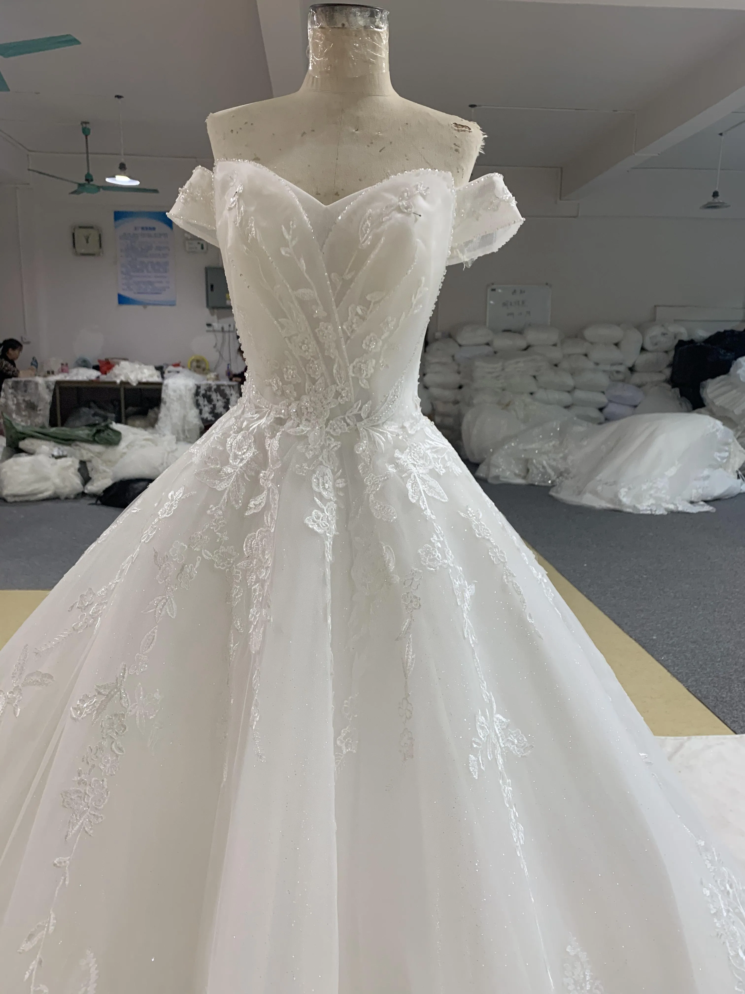 BYG princess wedding dress off the shoulder bridal gown