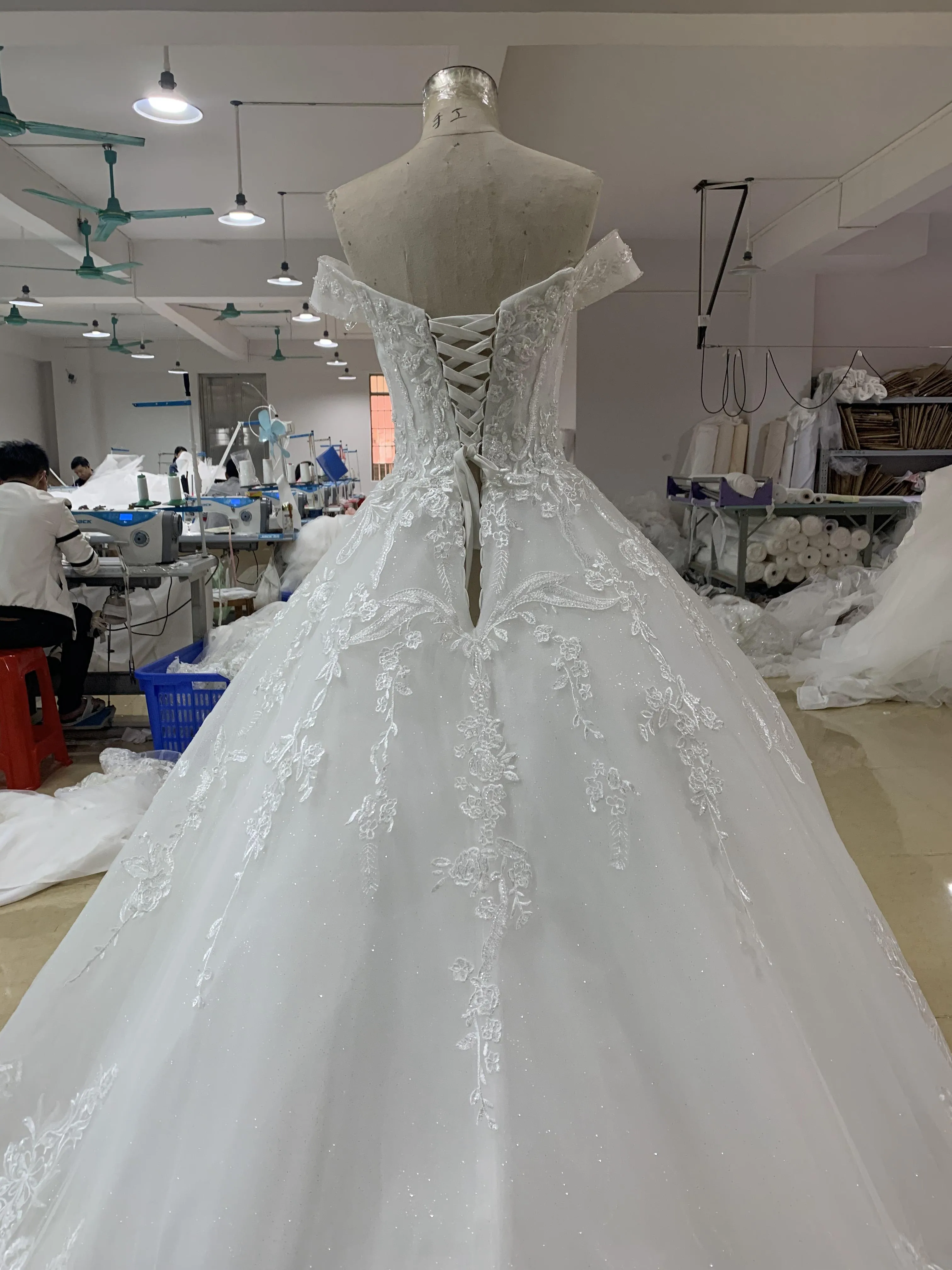 BYG princess wedding dress off the shoulder bridal gown